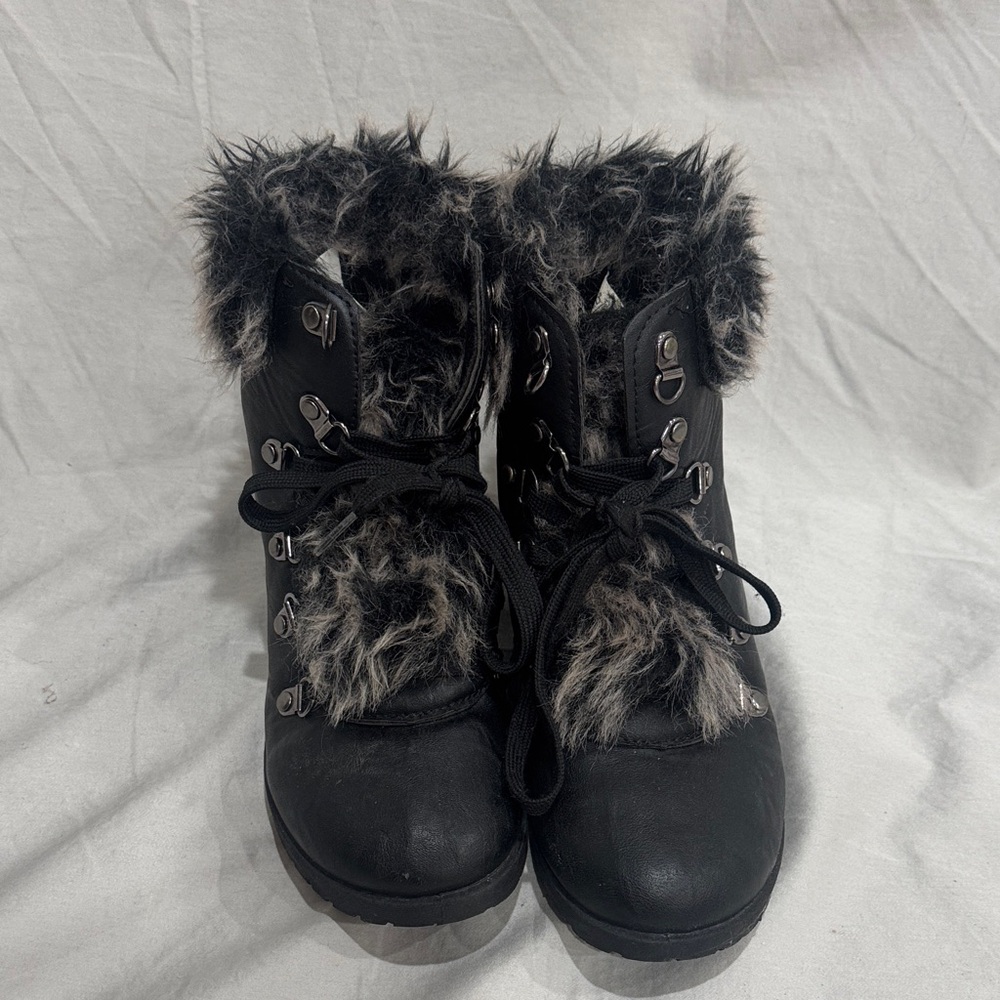 Wanted Kids Black Fur-Lined Boots